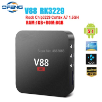 V88 TV Box Rockchip 3229 Quad-Core(1.5GHZ) Android 7.1 1GB RAM 8GB Smart TV BOX 1080P WiFi HDMI Media Player