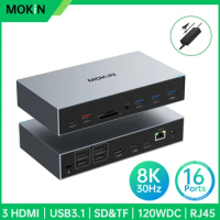 MOKiN Displaylink Docking Station 3 Monitors Triple Display USB C Dock with 3 HDMI,2 DisplayPort,USB 3.1 For MacBook Air M1 M2
