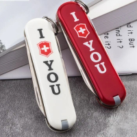 Swiss army knife VICTORINOX I love you red, white and pink 0.6223.851 multifunctional folding knife.