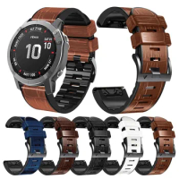 AKGLEADER For Garmin Fenix 7 7X 7S 5 5X Plus 6 6X Pro Smart Watch silicone leather Watchband Bracelet 22 26mm