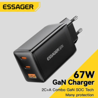 Essager GaN USB Type C Charger 67W 45W PPS PD QC4.0 Quick Charger For Macbook Laptop iPad Tablet iPhone 14 13 Samsung S23 Ultra