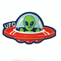 【A-ONE 匯旺】外星人UFO 外套皮夾 皮包 手機 刺繡貼布 電繡貼 背膠補丁 電繡刺繡布章(NO.224)