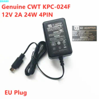 Genuine EU CWT KPC-024F 12V 2A 24W 4PIN MOSO MSA-C2000IC12.0-24P-DE AC Adapter For HIKVISION DS-7204HWI DVR Power Supply Charger