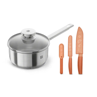 【ZWILLING 德國雙人】Joy不鏽鋼單柄鍋16cm+NOW S多功能刀具3件組(德國雙人牌集團官方直營)
