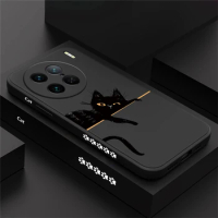 Cartoon Cat Cute Phone Case For Vivo X90 Pro X 90 X90Pro Soft Liquid Silicone Cover For Vivo X30 X50 X60 X70 X80 X90 Pro Capa