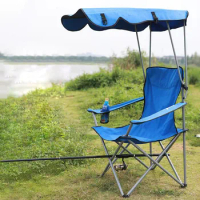 Outdoor Portable Folding Camping Chair, Ultralight Stainless Steel Armchair, Nature Hike, Leisure Beach, Fishing, Sunshade