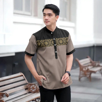 เสื้อ Koko สไตล์โมเดิร์น สำหรับผู้ชายผู้ใหญ่ แขนสั้น ดีไซน์ผ้าบาจิ เหมาะสำหรับ Eid เสื้อ Kurta Gamis