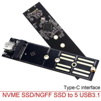 M.2 To USB 3.1 Type C Riser Board NGFF B+M Key Converter Board SATA/NVME SSD Adapter SSD To USB 3.1 Type C For 2230-2280 M2 SSD