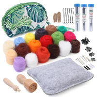 MIUSIE Needle Felting Kit Set Wool Roving 18 Colors with Felt Tools and Storage Bag Needle Felting Starter Kit for DIY Craft