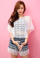 Halo (4pcs) Printed Bikini Set With Tops & Shorts & Outer