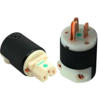 Pair Hubbell HBL8215G Pure Copper Plated US Power Plug HiFi Audio Amplifier AC Power Plug 15A 125V IEC Power Plug Connecter