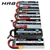 HRB Lipo Battery 2S 3S 4S 6S 1500mah 2200mah 2600mah 5000mah 6000mah 7000mah 4000mah 7.4V 11.1V 14.8V 22.2V T XT60 RC Parts