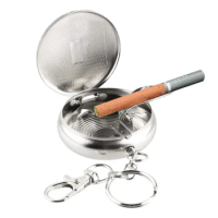 Mini Stainless Steel Pocket Ashtray Vehicle Cigarette Ashtray Portable Ashtray with Key Chain