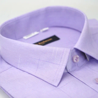 【金安德森】紫色線條窄版長袖襯衫-fast