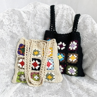 毛線編織包手工diy2023新款祖母格自制成品慵懶風編織包包送女友