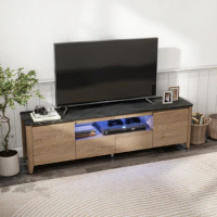 70 Inches Modern TV stand with LED Lights Entertainment Center TV cabinet with Storage for Up to 80 inch for Gaming