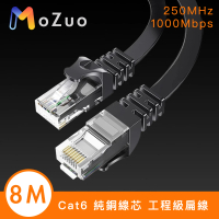 【魔宙】Cat6 純銅線芯抗干擾 飆速千兆網路工程級扁線(8M)