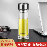 2025 Mingxia Double-Layer Glass Cup Portable Water Cup with Lid, Business Transparent Filter Office