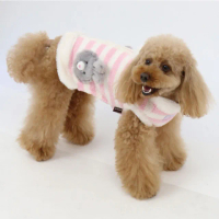 【PET PARADISE】寵物衣服-保暖後背開背心 橫條紋小兔 粉(3S/S)