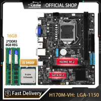 H170 M-VH motherboard CPU RAM Combo with core i5 9400F 9th processor 2*8GB DDR4 memory placa mae LGA 1151 kit dual gigabit
