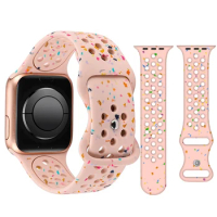 Silicone Sports Strap For Apple Watch Bands Ultra 2 49mm 45 44 42 41 40 38mm Stomata Confetti Silicone Watchbands For iWatch