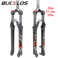 BUCKLOS MTB Suspension Fork 26 27.5 29 Bicycle Straight Tube Fork With Quick Release Lockout Preload Adjustment Bike Part