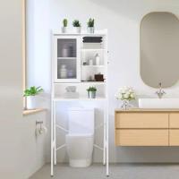 2 Hooks Bathroom Furniture Freestanding Space Saver With Adjustable Shelves Over Toilet Shelf Acrylic Sliding Door Classic White