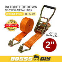 PRODIY ( 2\ ) 50mm x 9M Ratchet Tie Down Straps Cargo Lashing Belt Canvas Tali Pinggang Pengikat Bar