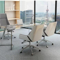 Ode to Joy leather office chair Hotel light luxury chair Nordic modern comfortable sedentary boss chair high-grade meeting chair