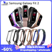 Portable Strap For Samsung Galaxy Fit 2 Metal Nylon Silicon Replacement Strap Wristband For Samsung Galaxy Fit2 R220 Smart Band