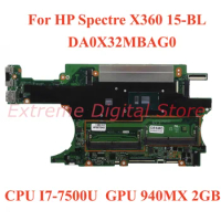 It is applicable For HP spectre X360 15-bFor HP Spectre X360 15-BL Laptop motherboard DA0X32MBAG0 with CPU I7-7500U GPU 940MX 2G