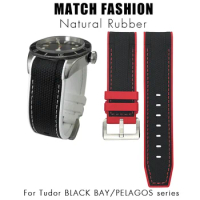 New Rubber Watchband 22mm 23mm Embossed Silicone Watch Strap for Tudor Heritage Black Bay Pelagos Soft Waterproof Bracelets