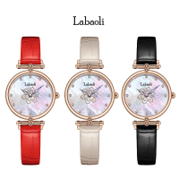 【Labaoli 娜寶麗】LA081 典雅鏤空花璀璨水鑽氣質皮帶名媛腕錶