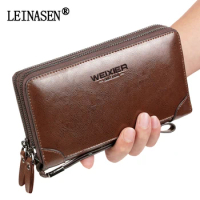 LEINASEN Brand Men Vintage Multifunctional Large Capacity Leather Purse Casual Long Male Clutch Men's Business Handbag Billetera