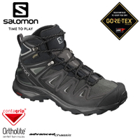 【SALOMON 索羅門 女 X ULTRA 3 GTX中筒登山鞋《磁灰/黑/石碑灰》】404756/健行鞋
