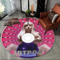 L-Lady Gaga Album Round Carpet Music CD DVD Printed Mat Room Decor Mat Home Rugs Bathroom Non-slip Doormat