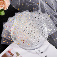1PC Holographic Laser Star 3D Nail Stickers 8X10CM Aurora Gold/Silver/White Star Nail Decals 3D Self-Adhesive Manicure Slider &amp;*