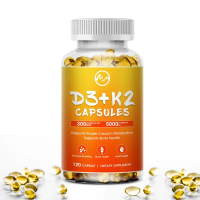 Minch 120pcs USA Vitamin D3 dengan vitamin K2 (mk7) untuk Kesehatan Tulang dan Penyerapan Kalsium ob