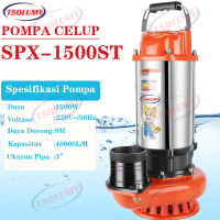 Pompa Celup Air Kotor 1500W Stainless Submersible Pump  3inch TSOLUMY Pompa Kolam lkan / Banjir/pomp