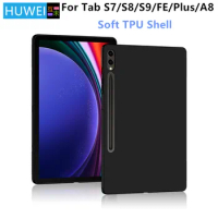 HUWEI Case For Samsung Galaxy Tab S9 11 2023 S7 FE S8 S9 Plus Ultra 12.4 A8 A7 S6 Soft Silicone TPU Protective Shell Back Cover
