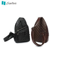 Sarlisi 泰國進口新款鱷魚皮胸包真皮時尚男士休閒商務豎款單肩斜背包