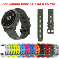 26 20 22mm Silicone Watchband Straps For Garmin Fenix 7X 7 6X 6 6S Pro Easyfit Wriststrap Fenix 5 5X 5S Plus Smartwatch Bracelet