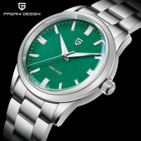 PAGANI DESIGN 38MM Men Watch Quartz Wristwatch Sapphire Stainless Steel Green Simple Fashion 100m Waterproof Clock PD1731 Male