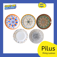 【AMNYA】PILUS Piring Melamin Estetik 1 Lusin Tebal Motif Keramik 8inch/20cm Asli Toptree Original 100