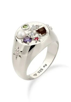 Elli Jewelry Cincin Wanita Perak 925 Quartz Moonstone Pink Safir Peridot Topas 58mm
