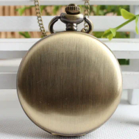 50pcs/lot Vintage Smooth Bronze Quartz Pocket Watch Flip Flop Watches Men Women Gift Watches Necklace Wholesale
