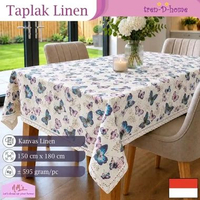 Tren-D-home - Taplak meja makan persegi panjang kulkas ruang tamu motif nordic katun linen renda pri