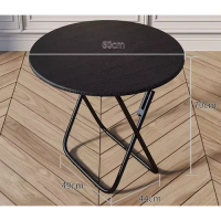 可折疊桌簡易木圓桌(黑木紋)(尺寸:高70CM,寬60CM)