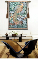 出口歐洲 歐洲原單 比利時風格風景壁畫掛毯 富貴吉祥 綠色孔雀  120*180 CM 壁畫掛毯/ 壁毯