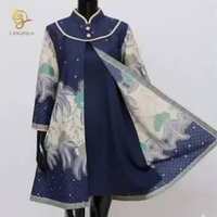 LANGITJUA - Encha Jumbo Tunik Batik Model Pias Lengan Panjang Big Size LD 125 LD 130 LD 135 LD 140 S